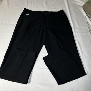 Adidas Climalite Chino Golf Pants Mens 36X32 Black Logo Straight Leg Flat‎ Front